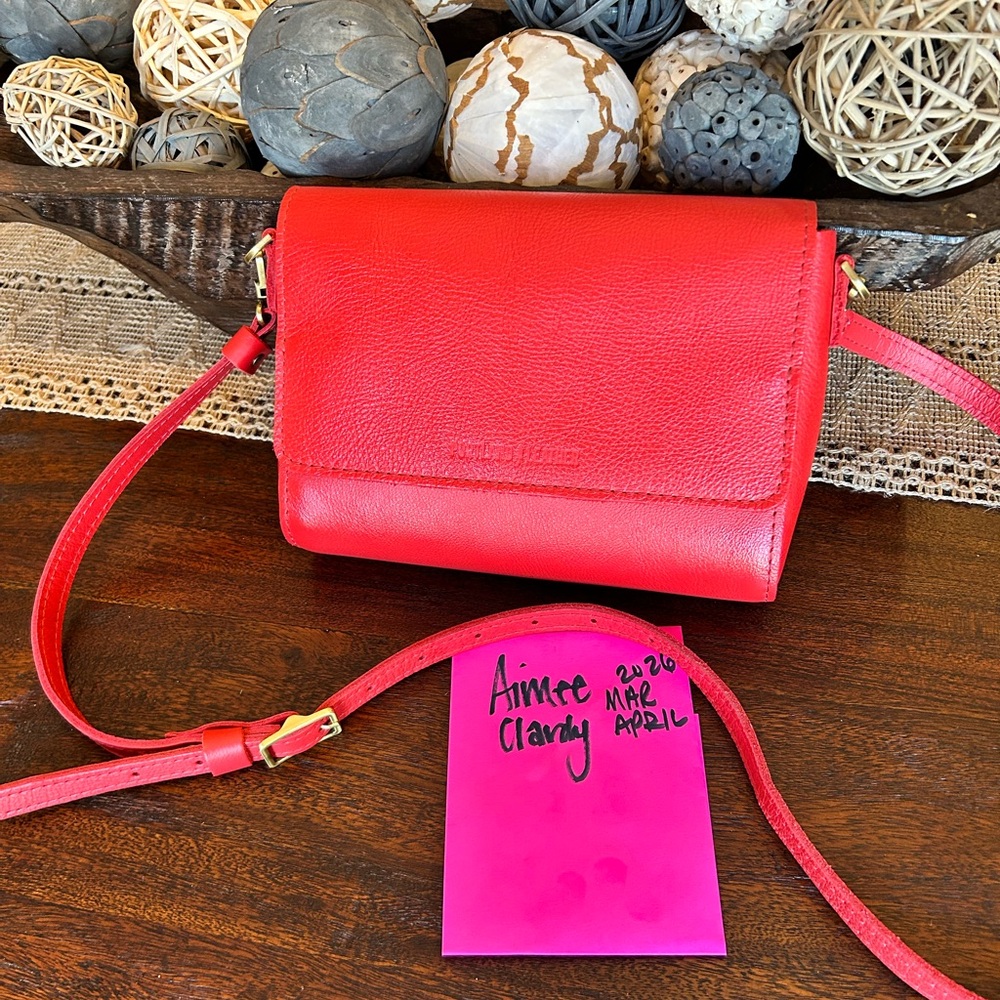 Portland leather goods- Poppy Red Leather Crossbody- Medium Metro